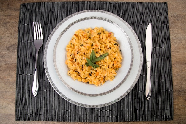 Salmón risotto.