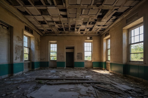 Foto salón abandonado en decadencia