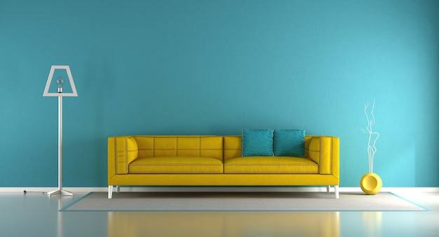 Salón azul y amarillo