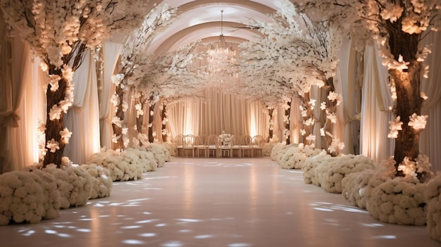 Foto salón de bodas con decoración