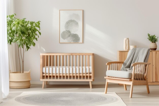 El salón de la casa con una silla y una planta.