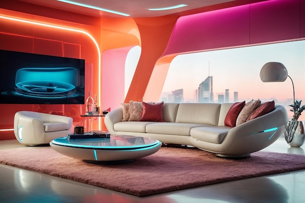 Salón elegante y futurista