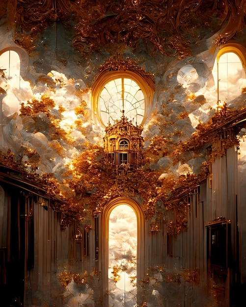 Salón de los Espejos artístico palacio lujoso oro y detalles de lámparas de obra de arte