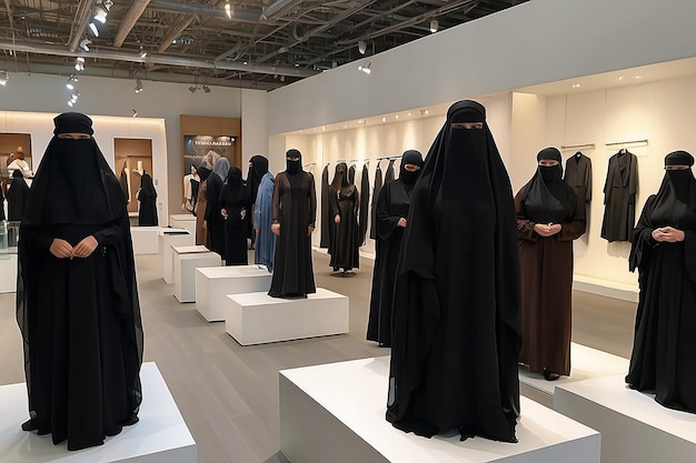 El salón de exhibición de burkas en una tienda pakistaní