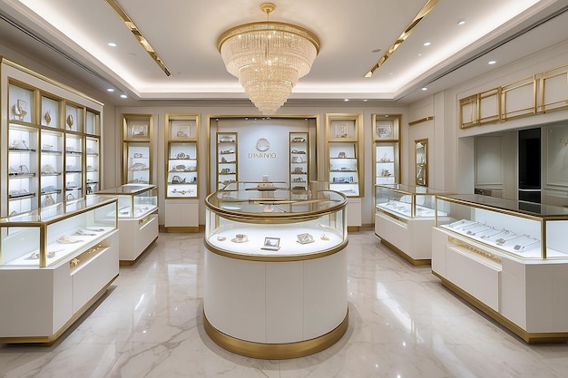 Foto salón de exposiciones de la tienda de joyas dimond