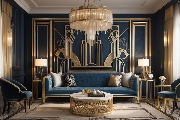 Foto salón inspirado en el art deco gatsby