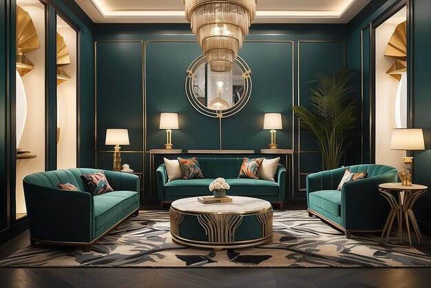 Salón inspirado en el Art Deco