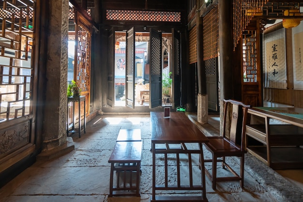 Salón interior de loft de arquitectura antigua china