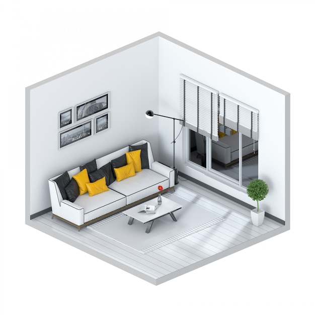 Salón interior minimalista