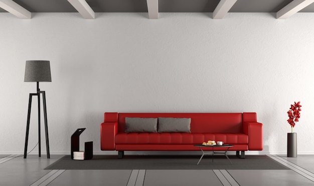 Salón minimalista con sofá.