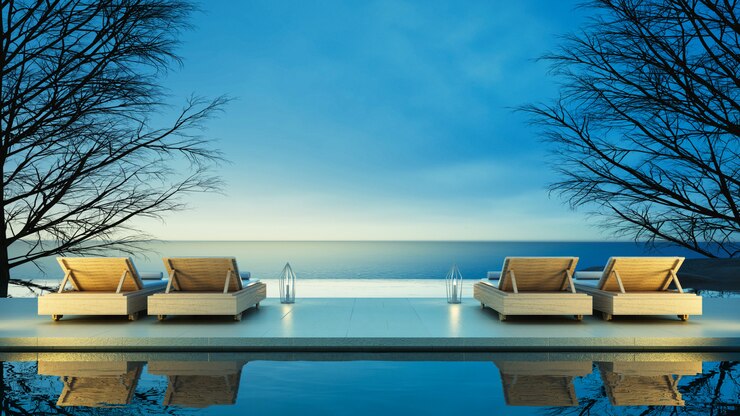 Salón de playa - villa frente al mar con vista al mar para vacaciones y verano