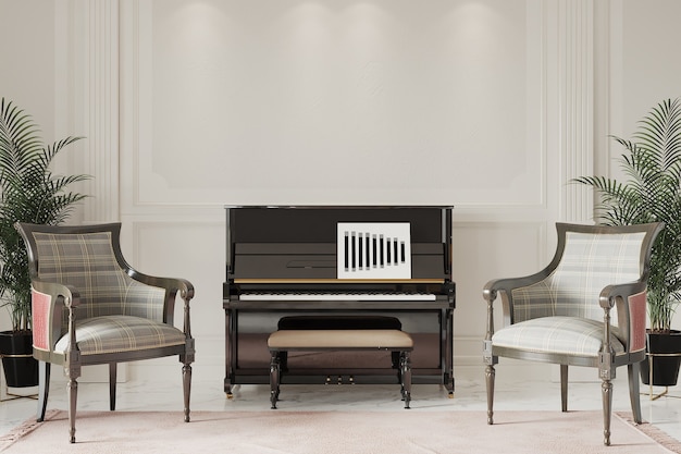 Salón de suite de apartamento de lujo con piano