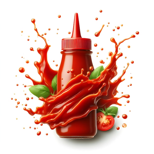 Foto salpicada vermelha de ketchup ou molho isolada sobre fundo branco