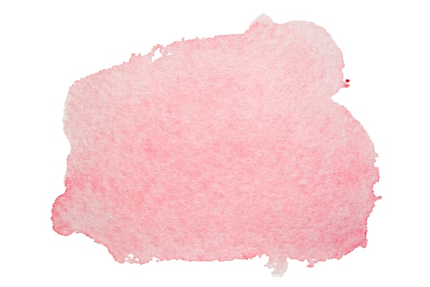 Salpicadura de acuarela rosa aislada sobre fondo blanco Pintura dibujada a mano