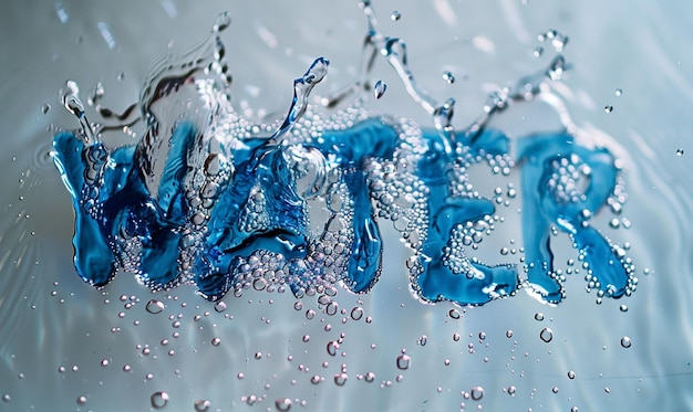 una salpicadura de agua azul con la palabra "agua"