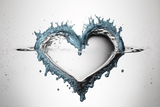 Salpicadura de agua generativa ai en forma de corazón.