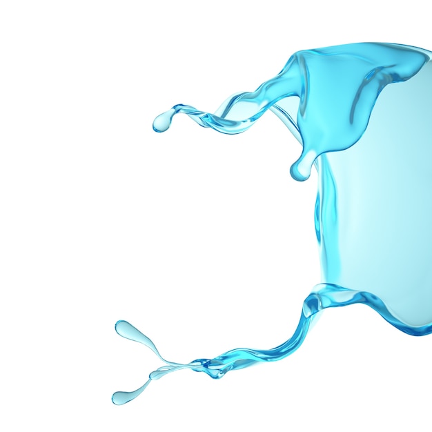 Salpicadura de agua. Ilustración 3d, renderizado 3d.