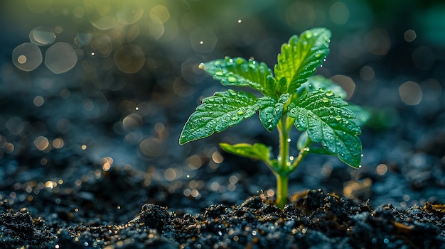 una salpicadura de agua en una planta