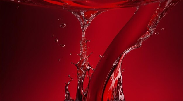 Salpicadura de agua roja sobre fondo rojo claro por AI generativa