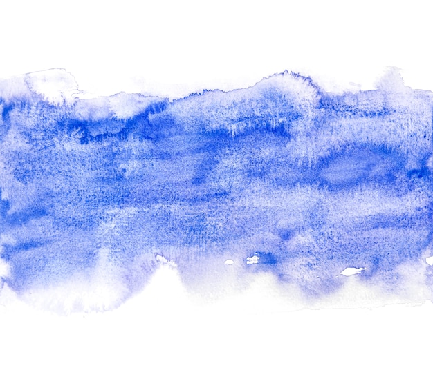 Salpicadura azul abstracta de la acuarela, pintura de la mano en el papel.