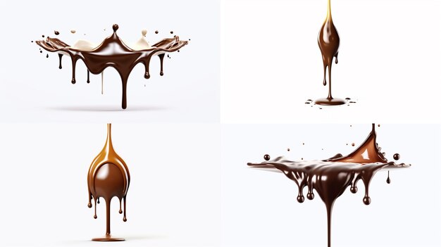 Foto una salpicadura de chocolate ai generative