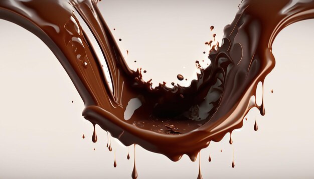 Foto salpicadura de chocolate líquido chocolate líquido en movimiento
