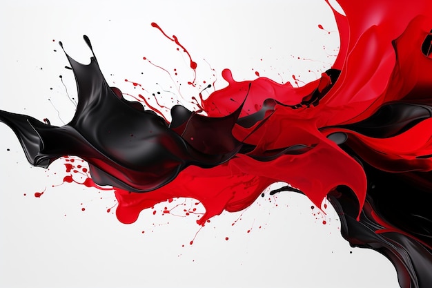 Salpicadura de color negro y rojo sobre una ilustración de fondo blanco Ai generativo