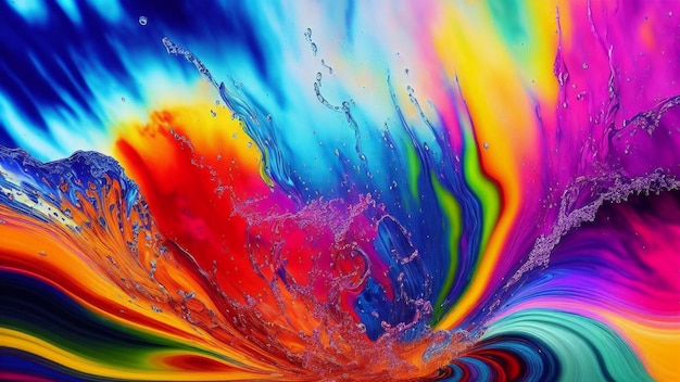 Salpicadura colorida abstracta en el arte generativo de ondas de agua de AI