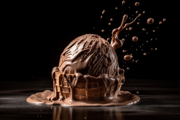 Salpicadura de helado de chocolate Generar Ai