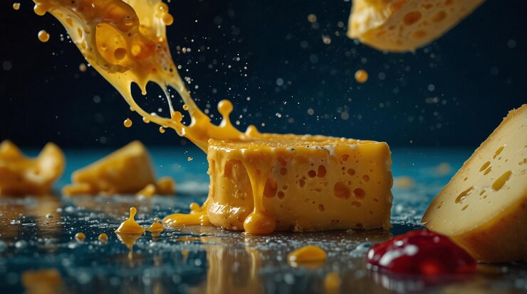 una salpicadura de jugo de naranja se está vertiendo en un helado amarillo