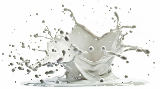una salpicadura de leche contra un fondo blanco
