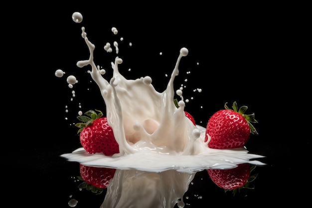 Salpicadura de leche fresca de fresa Generar Ai
