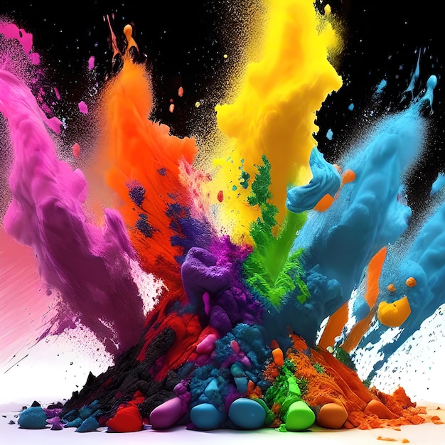 Salpicadura de mezcla de polvo de colores con fondo oscuro