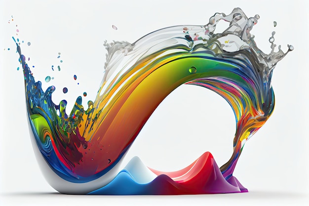 Salpicadura de pintura colorida de la onda del arco iris Elemento de diseño aislado sobre fondo blanco Generativo AIxA