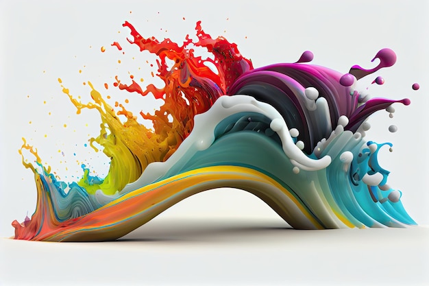 Salpicadura de pintura colorida de la onda del arco iris Elemento de diseño aislado sobre fondo blanco Generativo AIxA