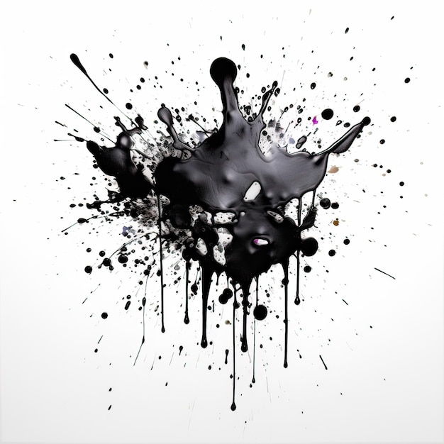 Salpicadura de pintura de tinta Pintura acrílica negra salpicada sobre fondo blanco mancha de pintura al óleo