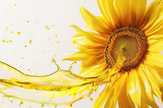 Foto salpicaduras de aceite de girasol sobre un fondo blanco