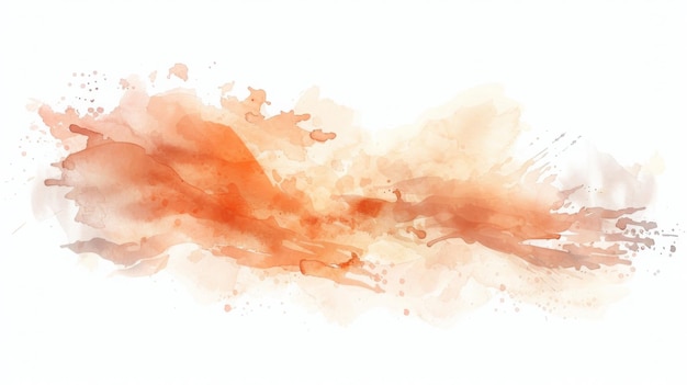 Salpicaduras de acuarela de melocotón en fondo blanco Vector de textura de acuarelas marrones Mancha de pincel de tinta