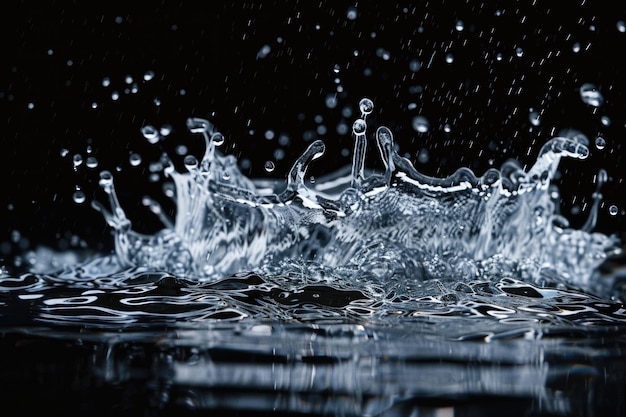 Salpicaduras de agua aisladas en el fondo negro