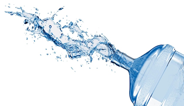 Foto salpicaduras de agua azul aisladas sobre un fondo blanco salpicadures de agua limpia de alta resolución