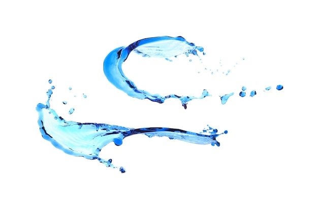 salpicaduras de agua azules aisladas en blanco