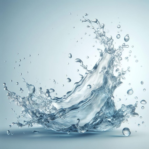 salpicaduras de agua flujos semi translúcidos realistas de líquido puro con gotas