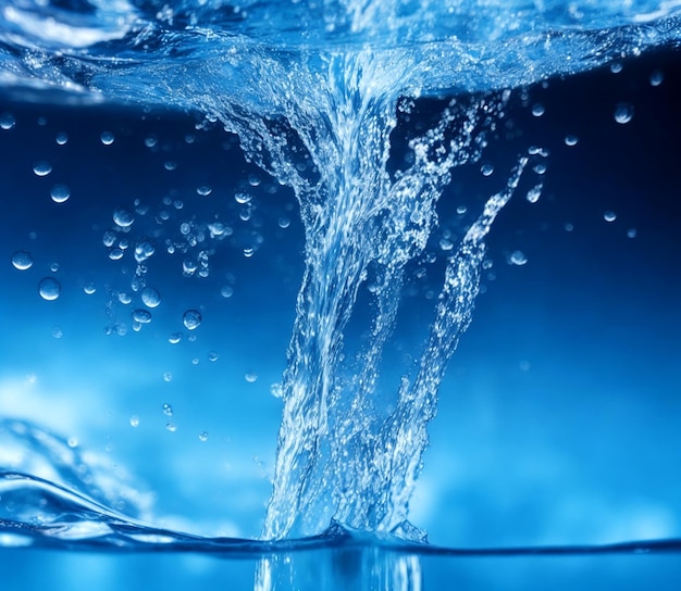 Foto salpicaduras de agua y fondo azul degradados