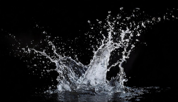 Las salpicaduras de agua en fondo negro