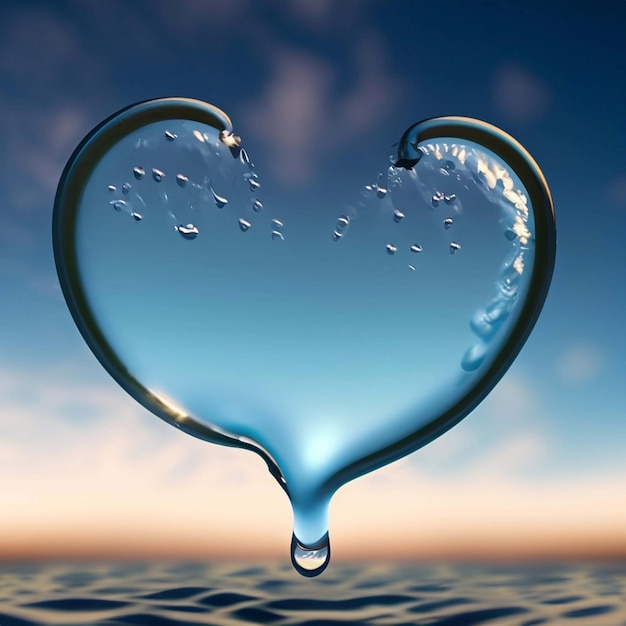 Foto salpicaduras de agua en forma de corazón.