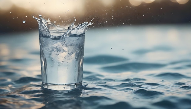 Foto salpicaduras de agua en el generador de vidrio ai