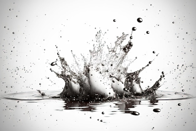 Foto salpicaduras de agua con hermosas gotas volando fondo de movimiento líquido ai generado