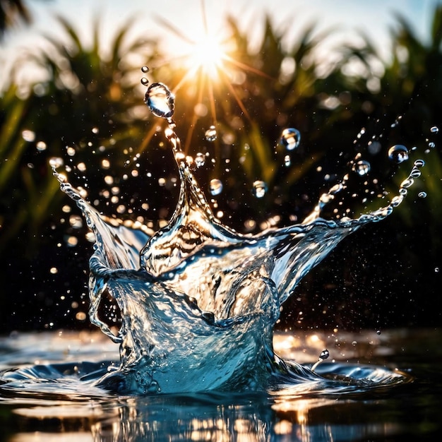 Foto salpicaduras de agua limpias aguas claras fondo llano