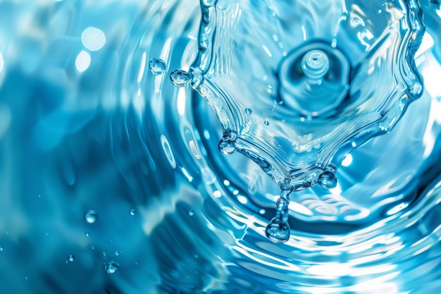 Las salpicaduras de agua en primer plano Gotas de agua Gota de agua azul Agua que cae