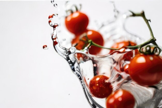 salpicaduras de agua de tomate rojo